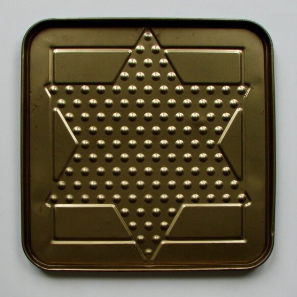 Vintage Chinese Checkers San Loo Metal 14x14 Game Board Blue Art Deco Style RARE - Picture 8 of 12